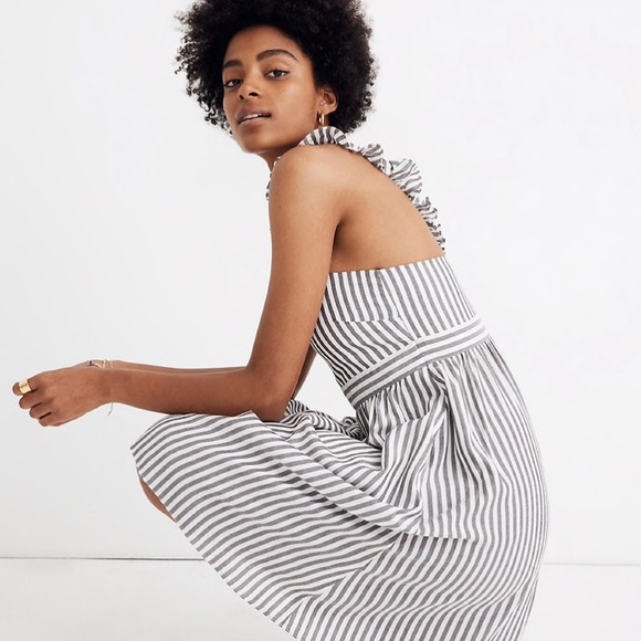 Madewell Striped Ruffle-Strap Empire Dress - Picture 3 of 4